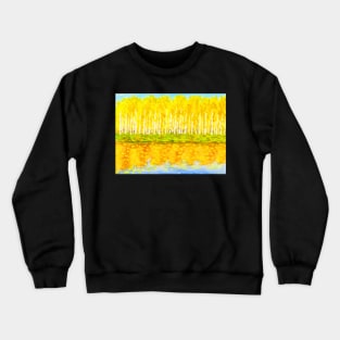 Autumn landscape -yellow birch forest with reflection Crewneck Sweatshirt